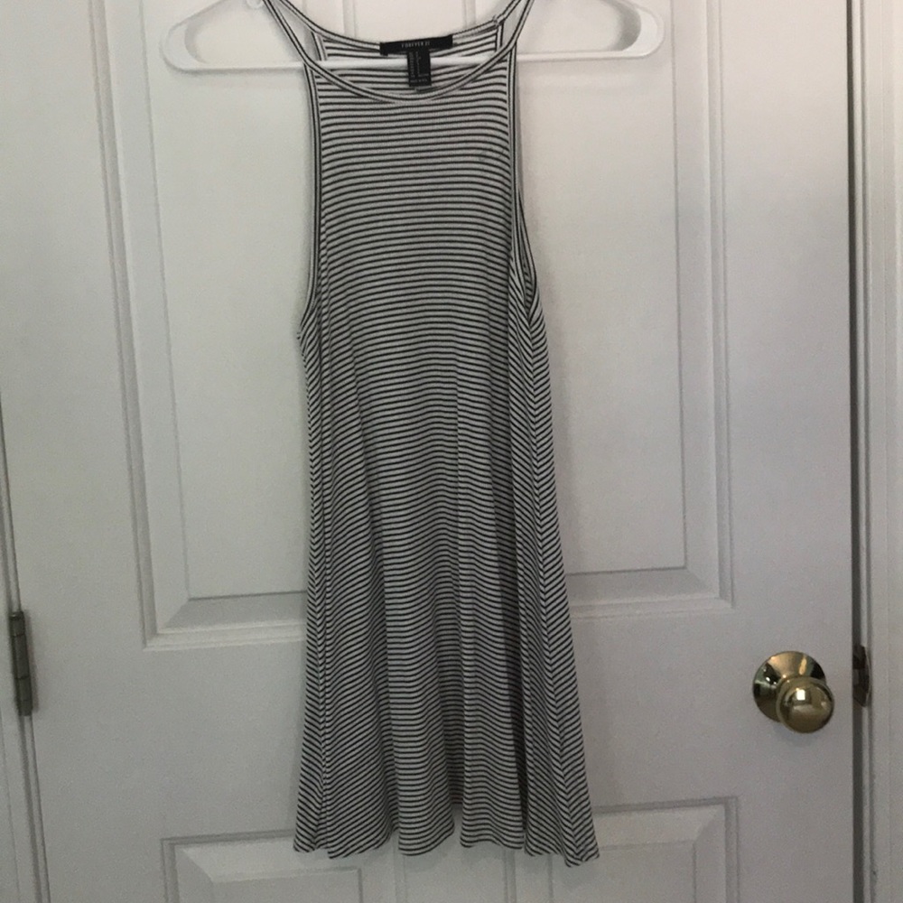 black and white stripped dress